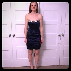 Blue formal dress with diamonds
